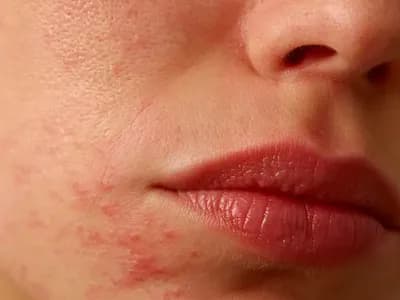 Macro close-up of skin texture around the mouth area relevant to perioral dermatitis treatment